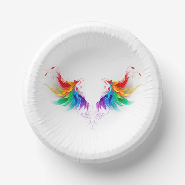 Fluffy Rainbow Wings Paper Plate (Front)