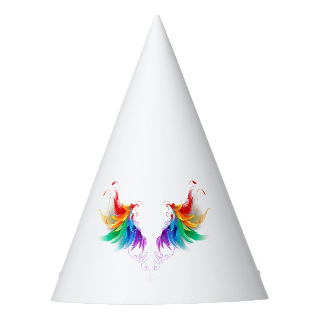 Fluffy Rainbow Wings Party Hat (Front)