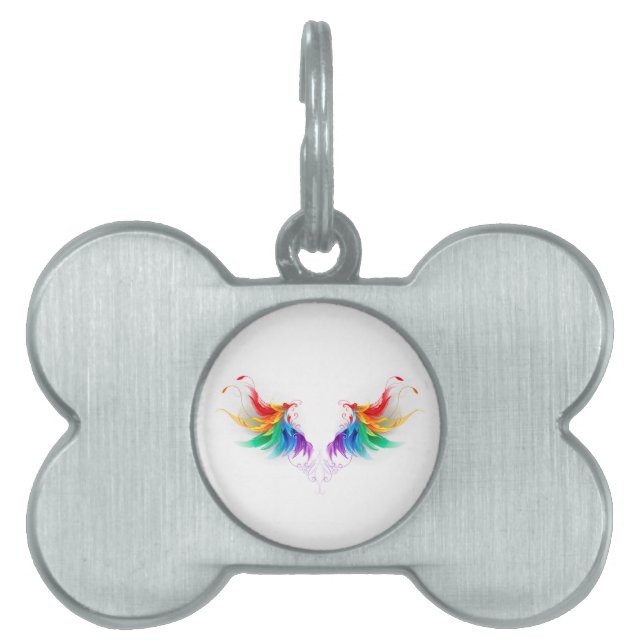 Fluffy Rainbow Wings Pet ID Tag (Front)