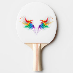 Fluffy Rainbow Wings Ping Pong Paddle
