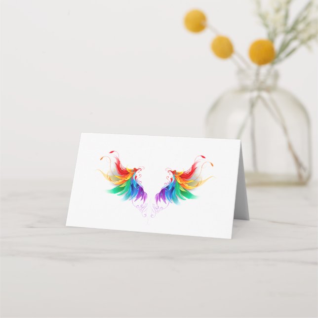 Fluffy Rainbow Wings Place Card (Front)