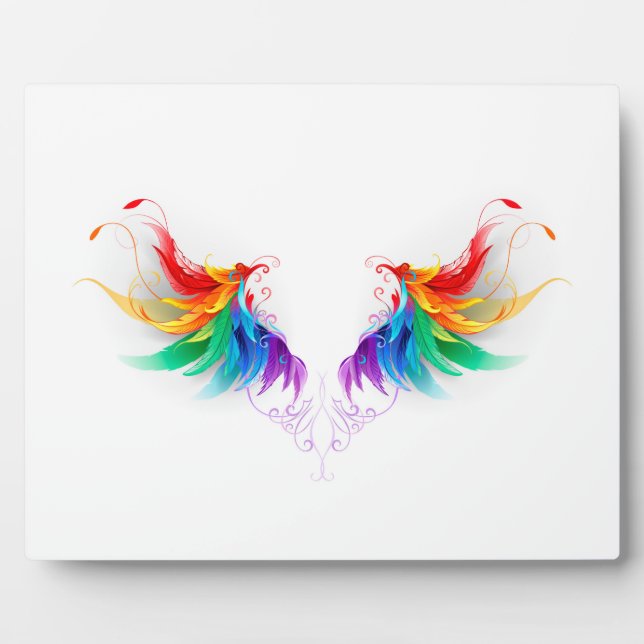 Fluffy Rainbow Wings Plaque (Front)