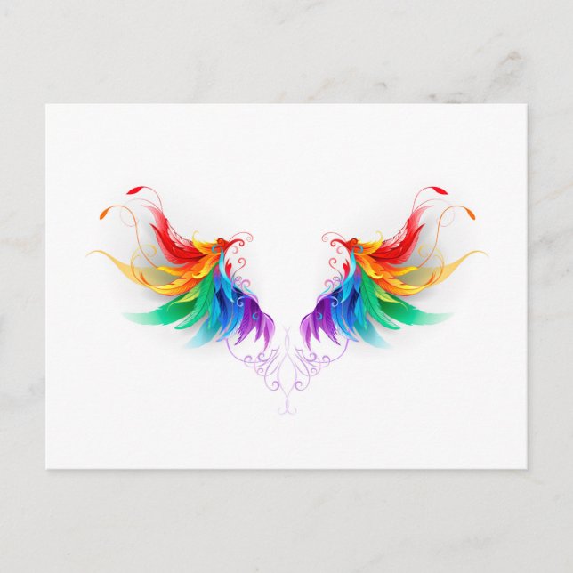 Fluffy Rainbow Wings Postcard (Front)
