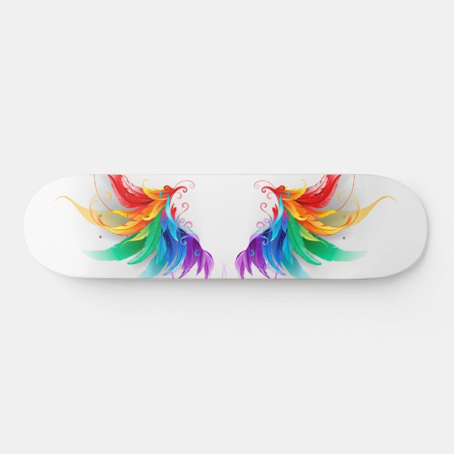 Fluffy Rainbow Wings Skateboard (Horz)