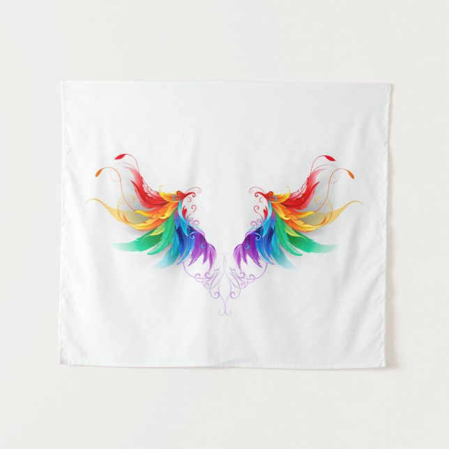Fluffy Rainbow Wings Tapestry (Front (Horizontal))