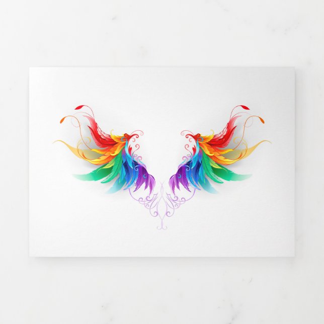 Fluffy Rainbow Wings Tri-Fold Card (Cover)