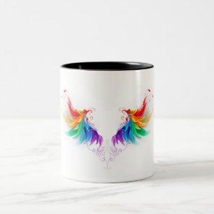 Fluffy Rainbow Wings Two-Tone Coffee Mug