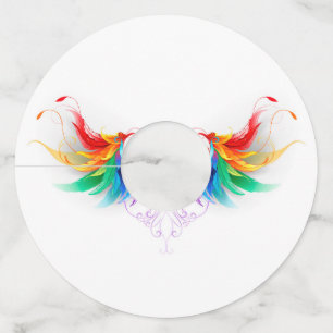 Fluffy Rainbow Wings Wine Glass Tag