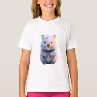 Fluffy Rainbow Wombat Art Kids T-Shirt