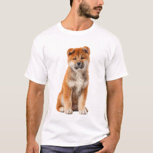 Fluffy Red Akita Puppy Illustration Men T-Shirt