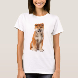 Fluffy Red Akita Puppy Portrait Women T-Shirt