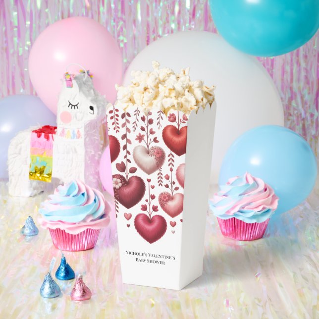 Fluffy Red Floral Heart Baby Shower Favour Box (Party)