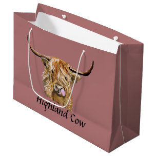 Fluffy Red Highland Cow Original Digital Art Large Gift Bag
