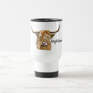 Fluffy Red Highland Cow Original Digital Art  Travel Mug