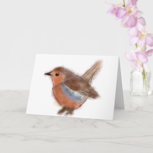 Fluffy Robin Card (Orchid)