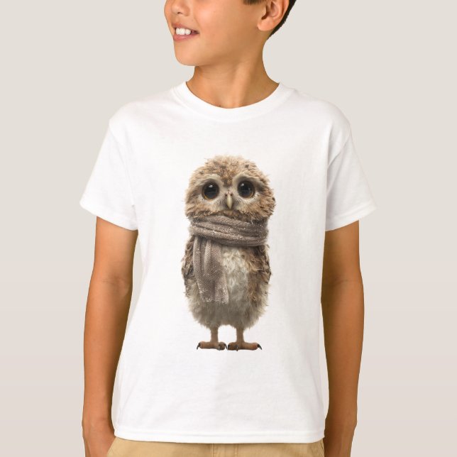 Fluffy Scarf Owlet Kids T-Shirt (Front)