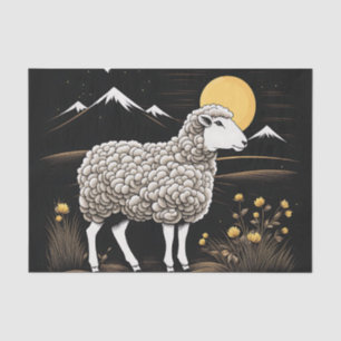 Fluffy Sheep In A Night Landscape Tissue Paper