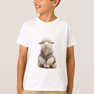 Fluffy Sheep in Woollen Cardigan Kids T-Shirt