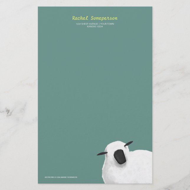 Fluffy Sheep Personalizable Stationery (Front)