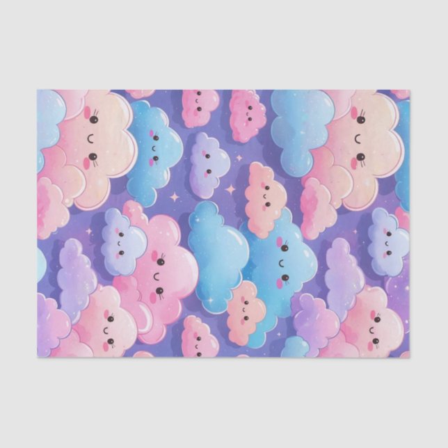 fluffy smile clouds tissue paper (Front)