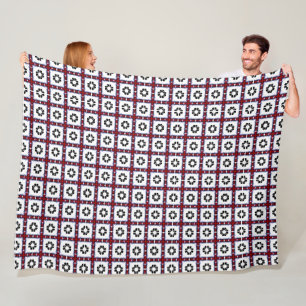 Fluffy Squares Floral Fleece Blanket