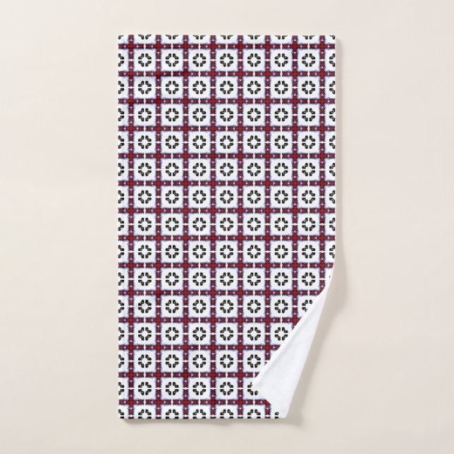 Fluffy Squares Floral Hand Towel (Hand Towel)
