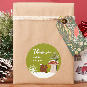 Fluffy Squirrel Gift Winter Baby Shower Gift Classic Round Sticker