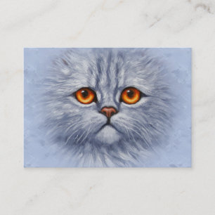 Fluffy Tabby Cat Kitten Face Light Grey Business Card