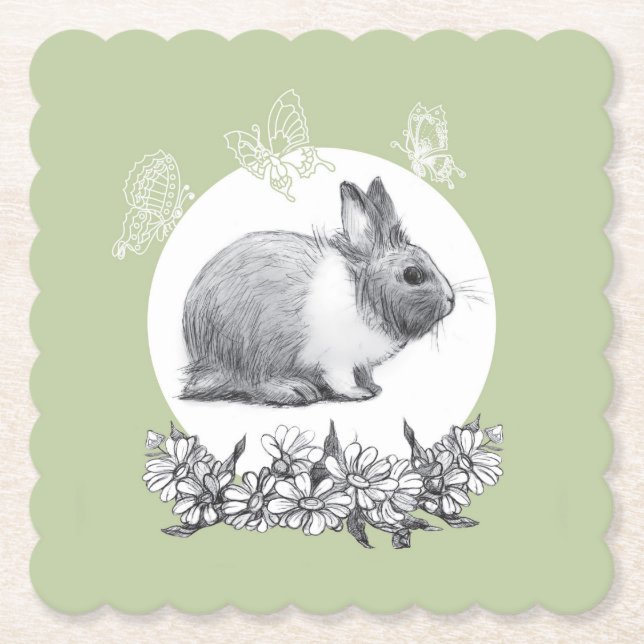   Fluffy the rabbit Paper Coaster (Front)