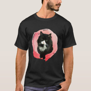 Fluffy Tuxedo Cat In Pink Fluff T-Shirt