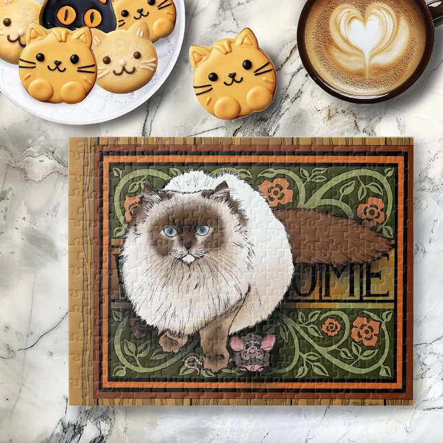 Fluffy Welcome Siamese Cat Mouse Vintage Jigsaw Puzzle (Creator Uploaded)