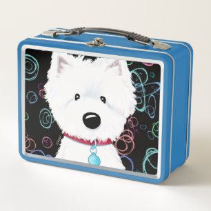 Fluffy Westie Colour Metal Lunch Box