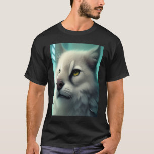 Fluffy White as Snow Leopard Cat Kitten Lion T-Shirt