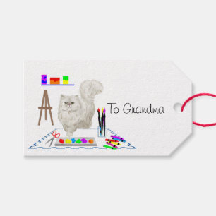 Fluffy White Cat Artist Gift Tag