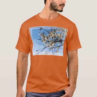 Fluffy White Clematis in Winter with Blue Sky T-Shirt