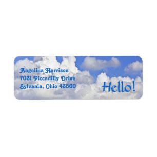 FLUFFY WHITE CLOUDS IN BLUE SKY RETURN ADDRESS LAB