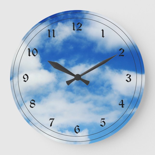 Fluffy White Clouds Large Clock (Front)