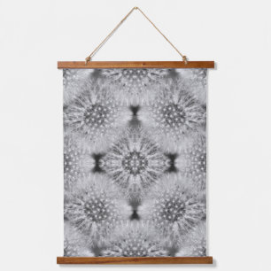 Fluffy White Dandelions Abstract Nature Pattern  Hanging Tapestry