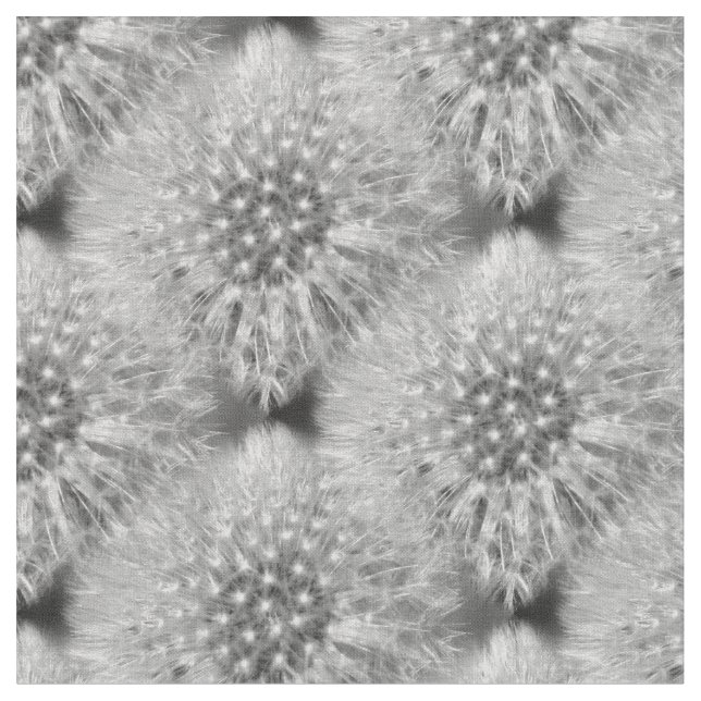 Fluffy White Dandelions Nature Pattern Fabric (Close Up)