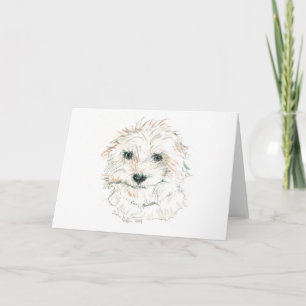 Fluffy White Dog Watercolor ©dianeheller2020 Card