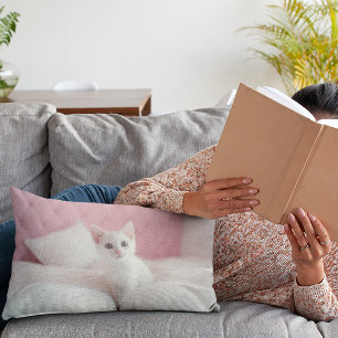 Fluffy White Kitten Companion Decorative Cushion