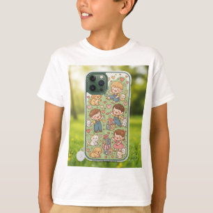 fluffy white kittens, and hopping bunnies interact T-Shirt