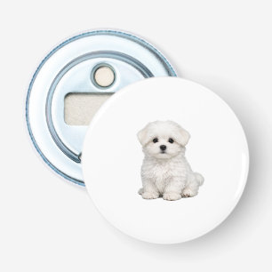Fluffy White Maltese Puppy Portrait Cute Dog Lover Bottle Opener
