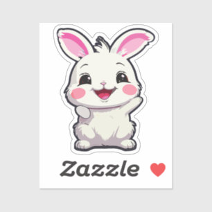 Fluffy White Rabbit Vinyl Sticker