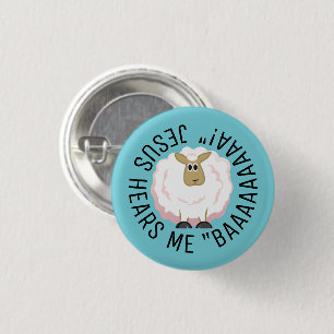 Fluffy White Sheep Cartoon 3 Cm Round Badge