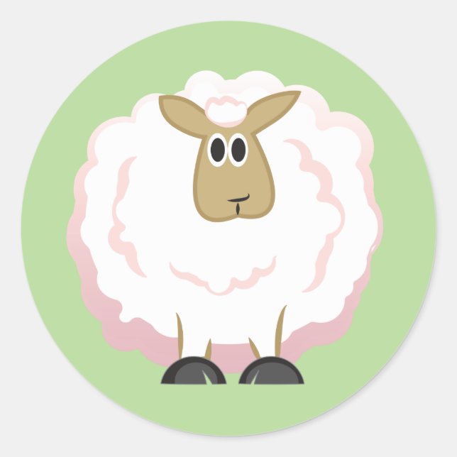 Fluffy White Sheep Classic Round Sticker (Front)