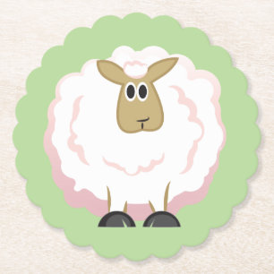 Fluffy White Sheep Paper Coaster