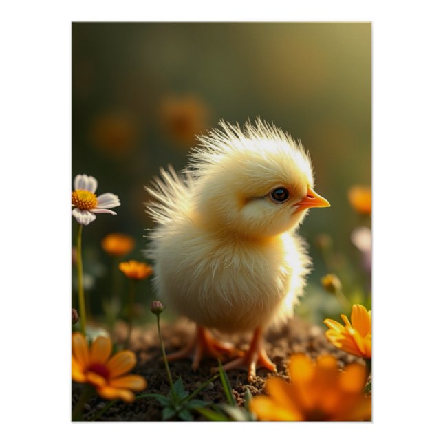 Fluffy Yellow Chick Art  Poster (Front)