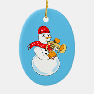Flugelhorn Snowman Ceramic Tree Decoration