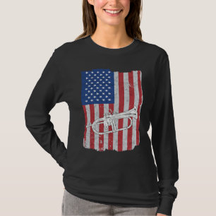 Flugelhorn USA Flag Flugelhorn Player T-Shirt